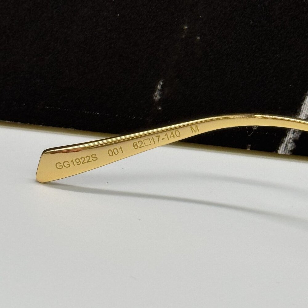 NEW GUCCI SUNGLASSES GOLD WOMEN OVAL EYEWEAR GUCCI GG1922S 001 - Picture 11 of 13